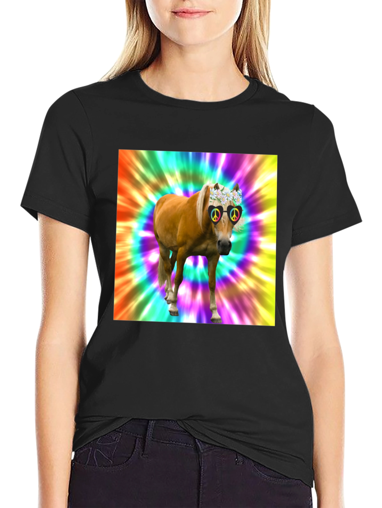Hippie Horse Graphic Tee - Retro Style