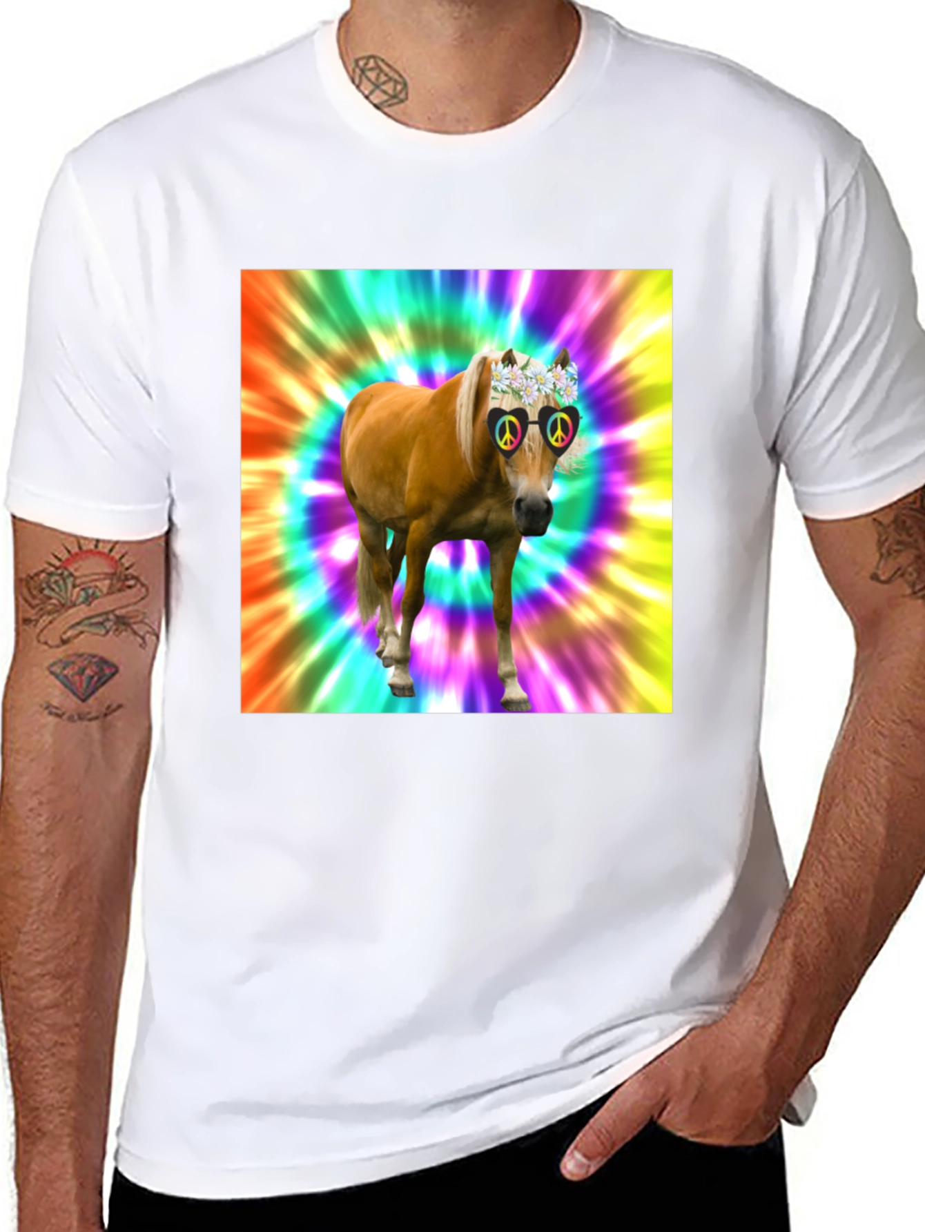 Hippie Horse Graphic Tee - Retro Style