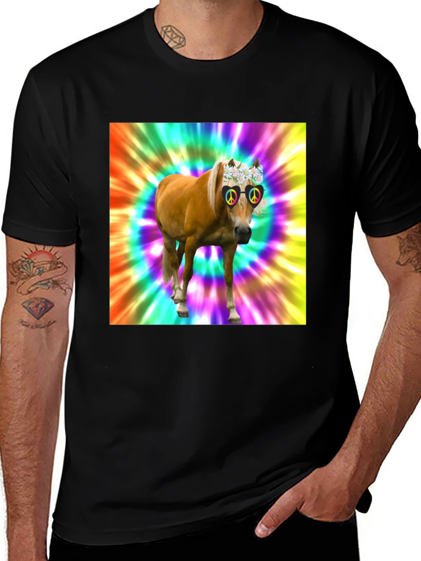 Hippie Horse Graphic Tee - Retro Style