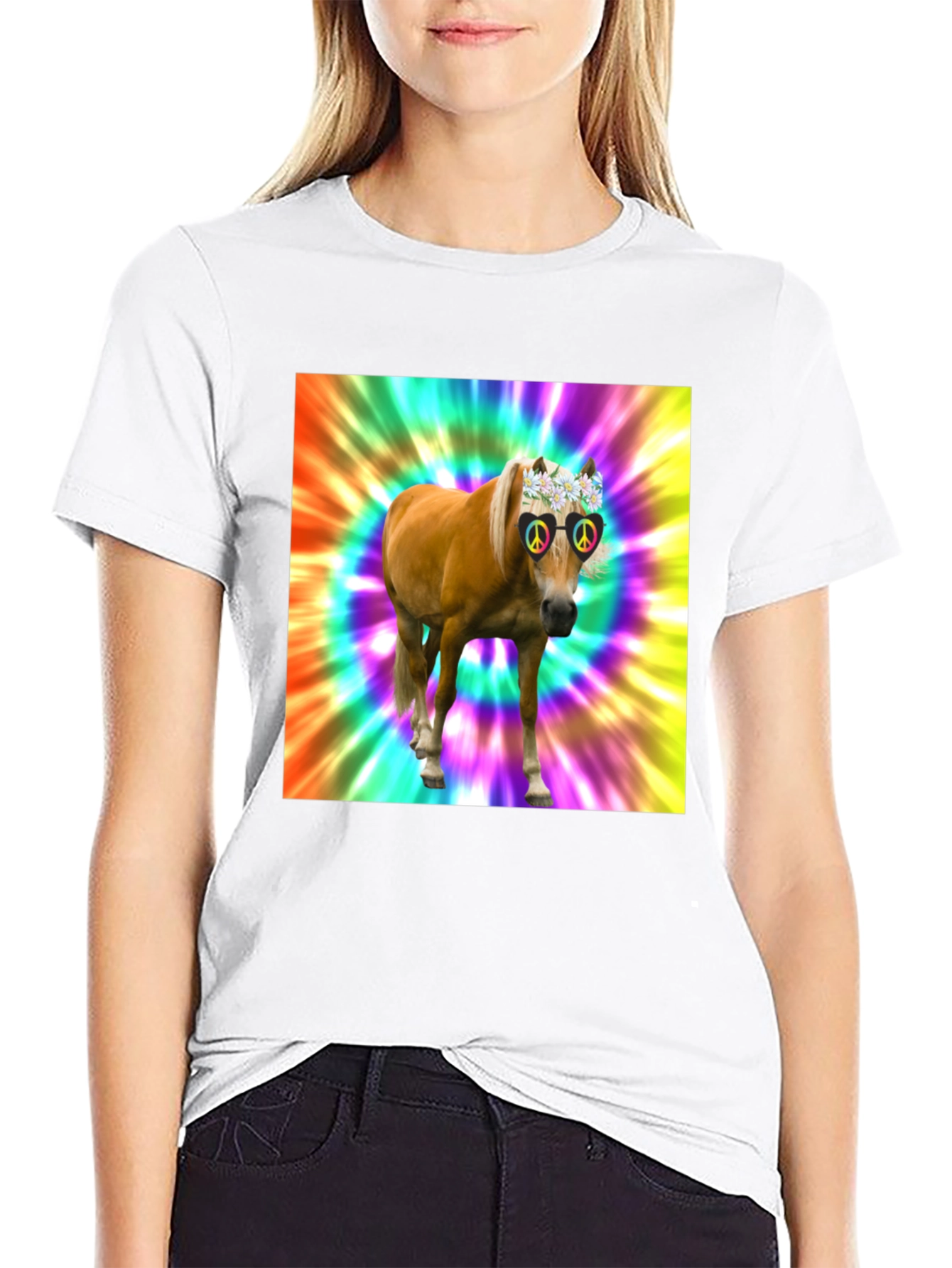 Hippie Horse Graphic Tee - Retro Style