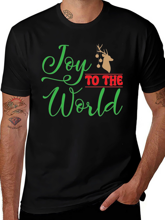 Joy To The World Christmas Graphic Tee - Black