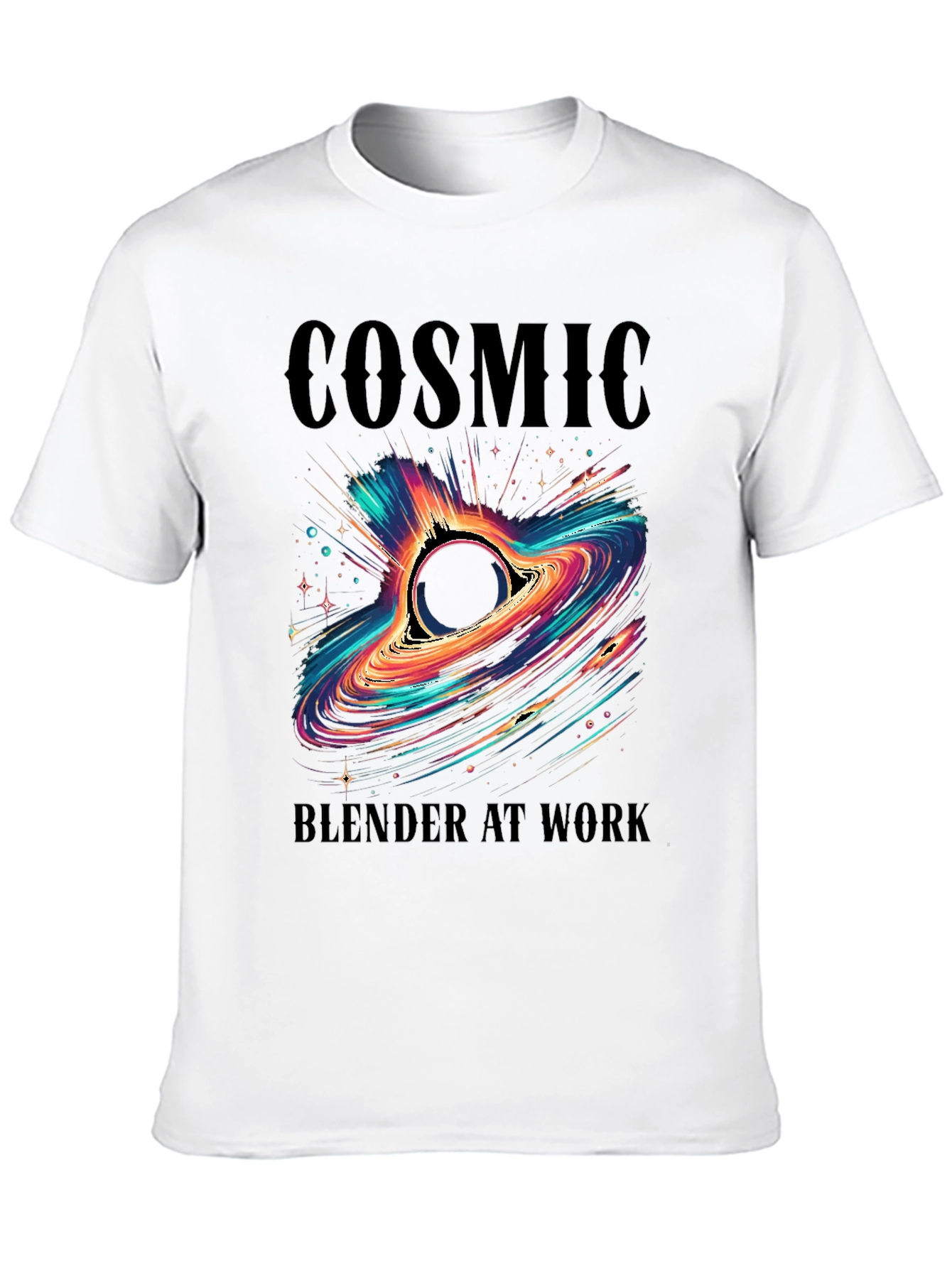 Cosmic Blender Black T-Shirt - Galaxy Design