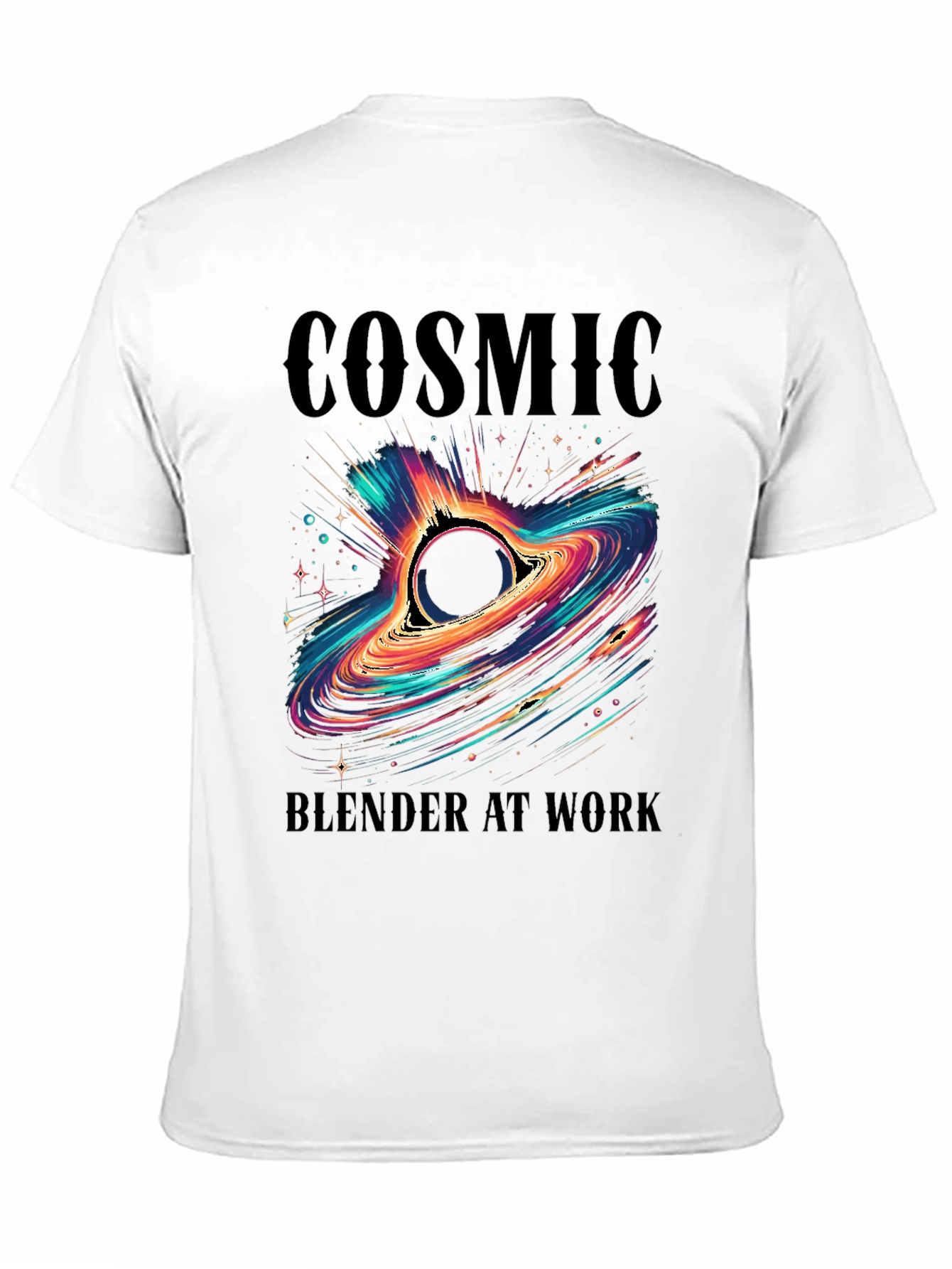 Cosmic Blender Black T-Shirt - Galaxy Design