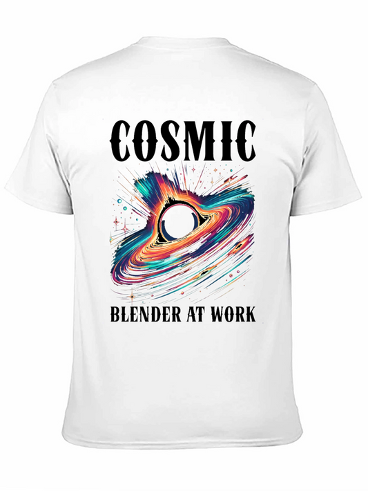 Cosmic Blender Black T-Shirt - Galaxy Design