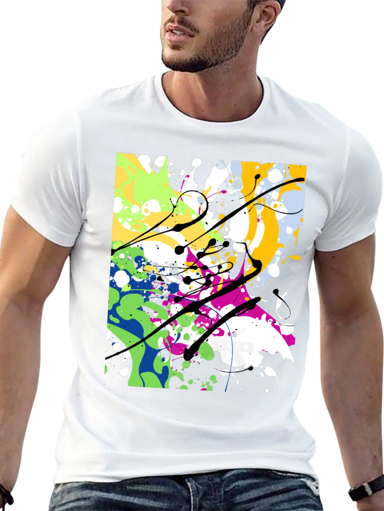 Abstract Paint Splatter T-Shirt - Modern Art Tee