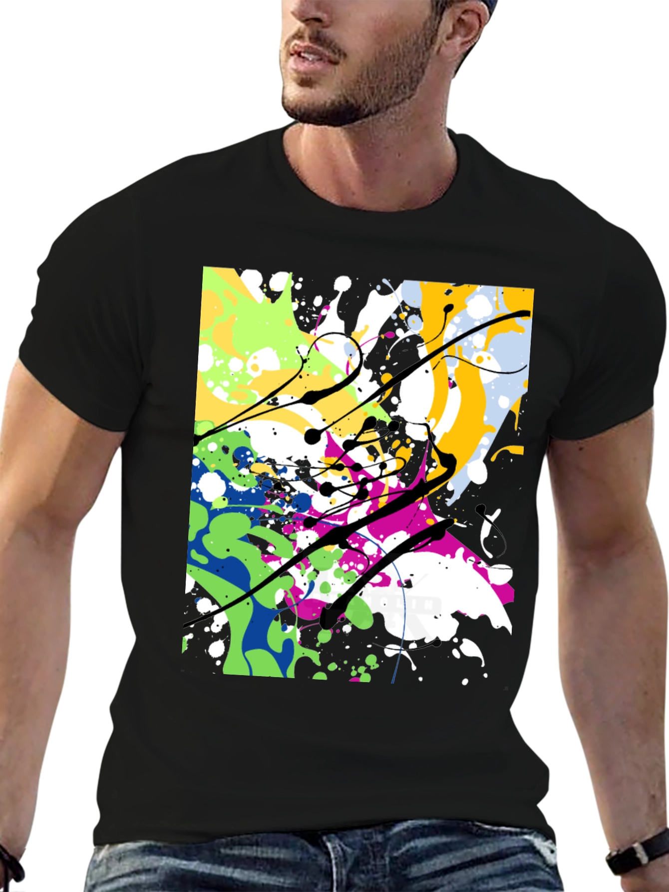 Abstract Paint Splatter T-Shirt - Modern Art Tee