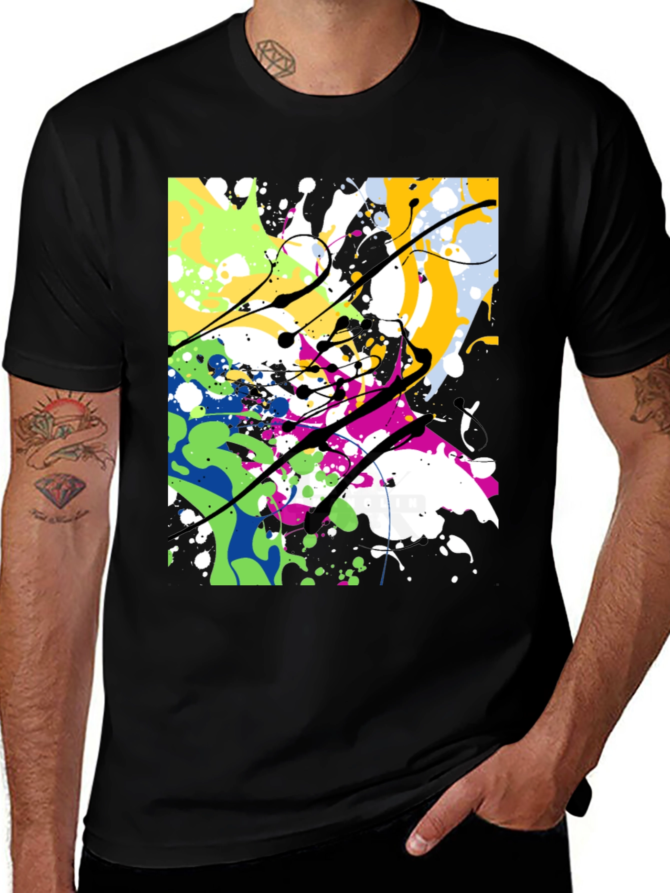 Abstract Paint Splatter T-Shirt - Modern Art Tee
