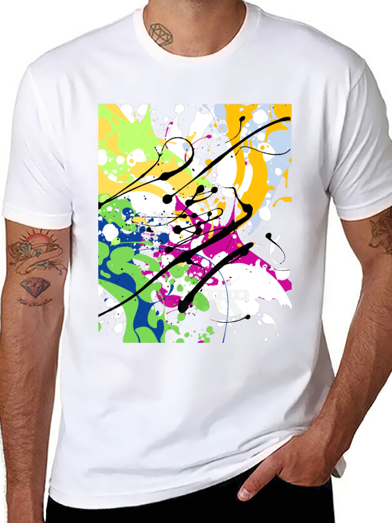 Abstract Paint Splatter T-Shirt - Modern Art Tee