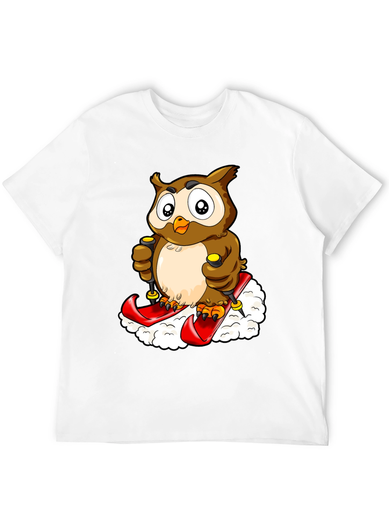 Owl Skiing Graphic Tee - Black