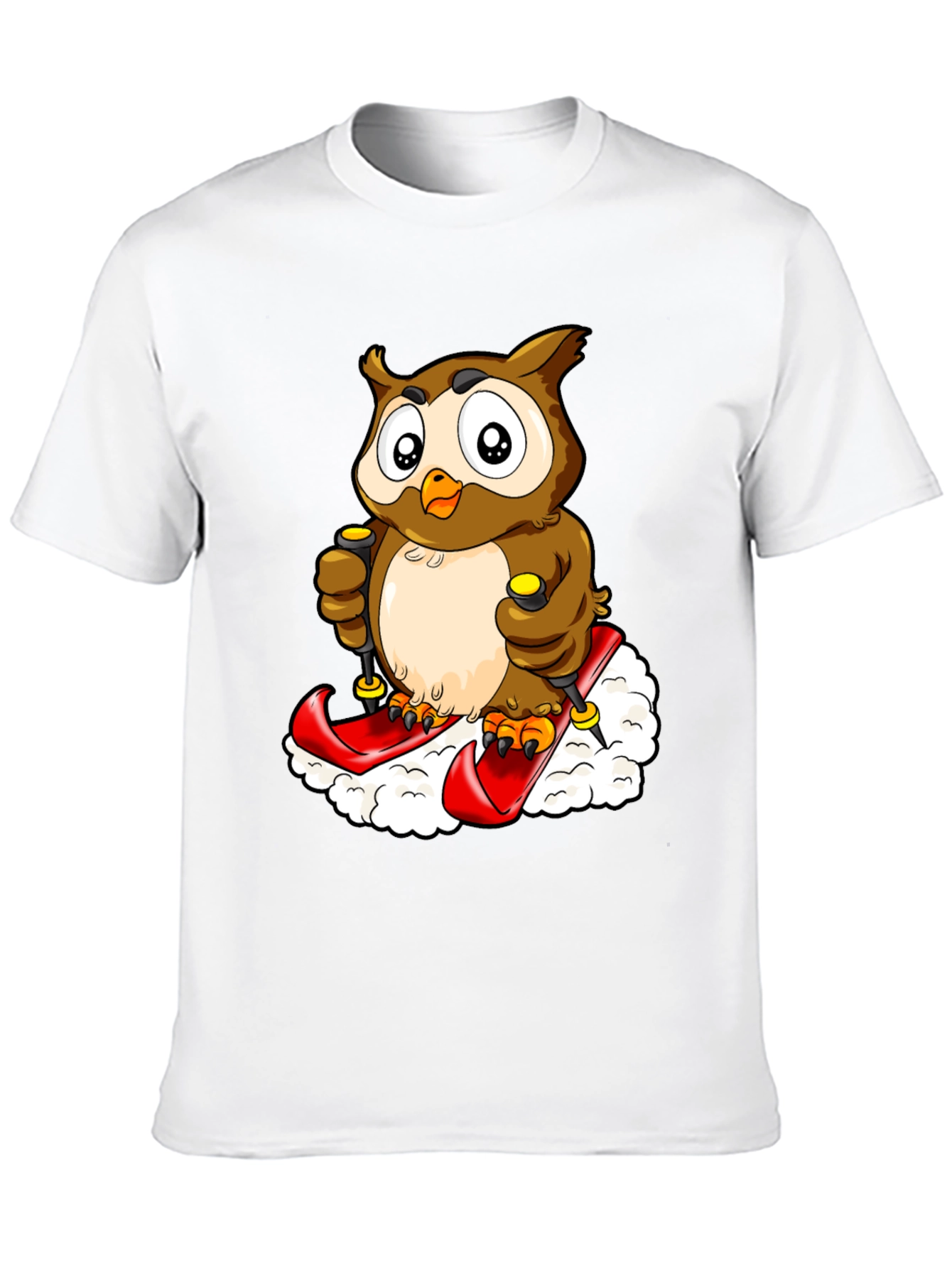 Owl Skiing Graphic Tee - Black