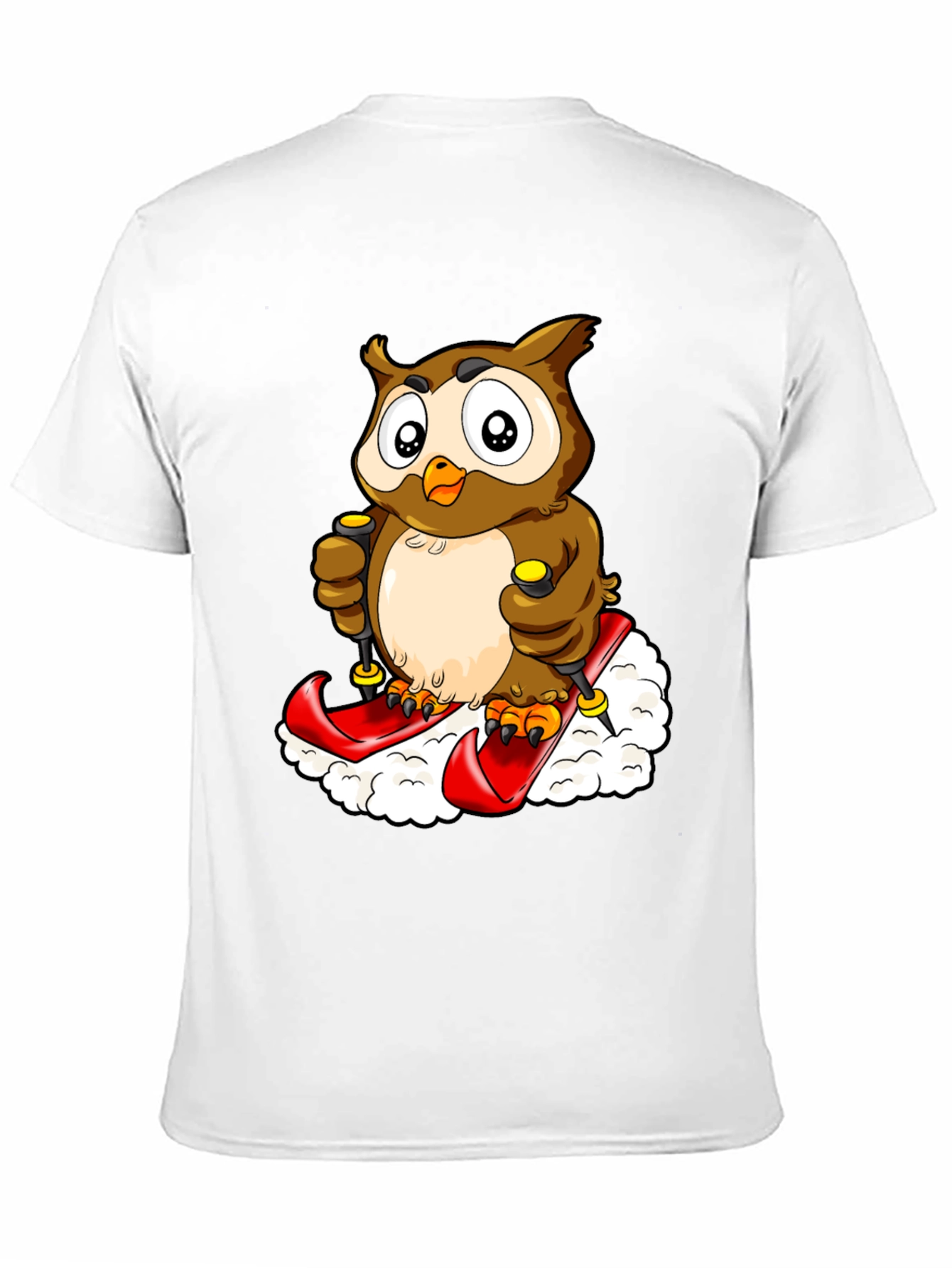 Owl Skiing Graphic Tee - Black