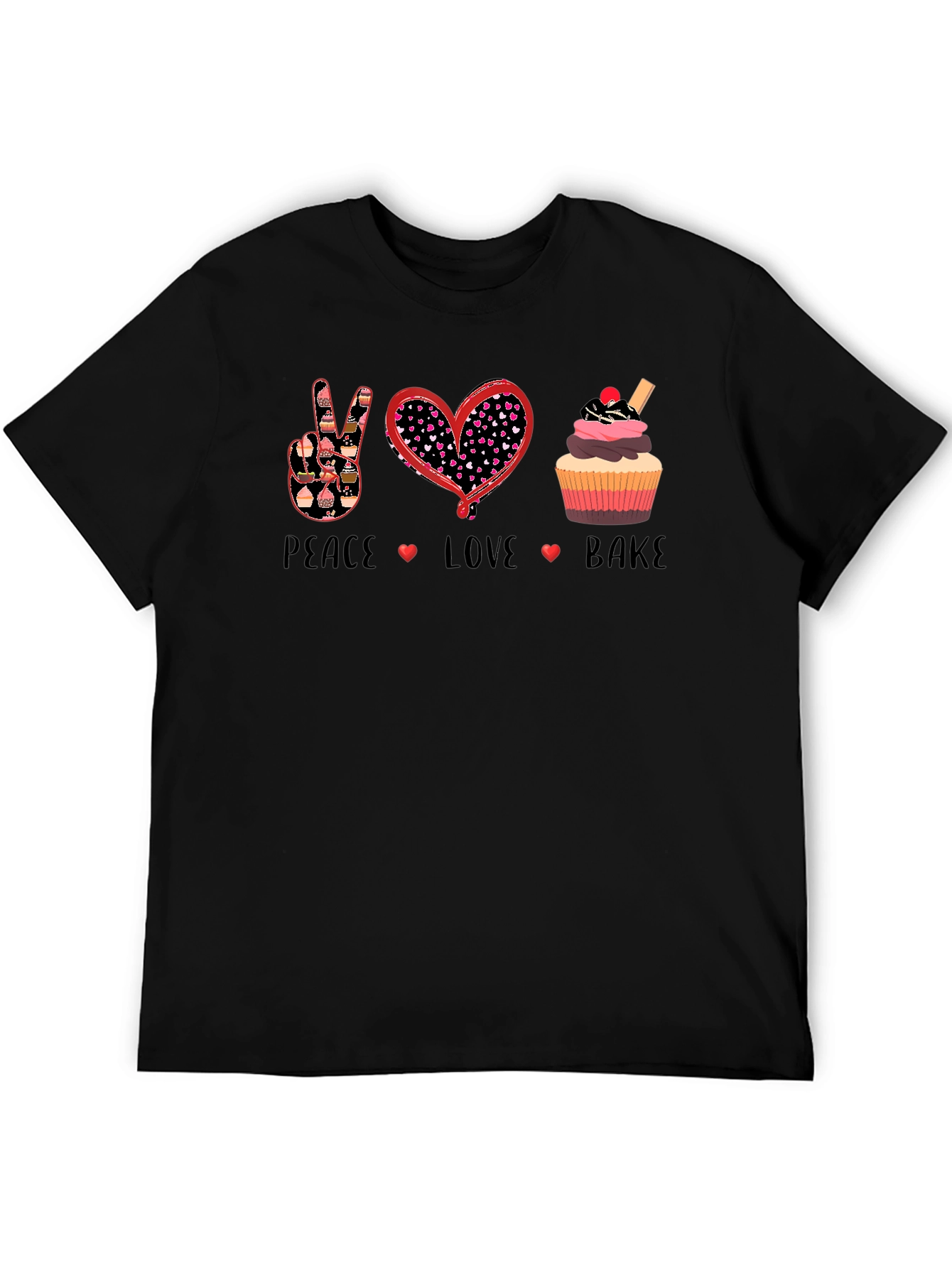 Peace Love Bake T-Shirt: Cupcake Design
