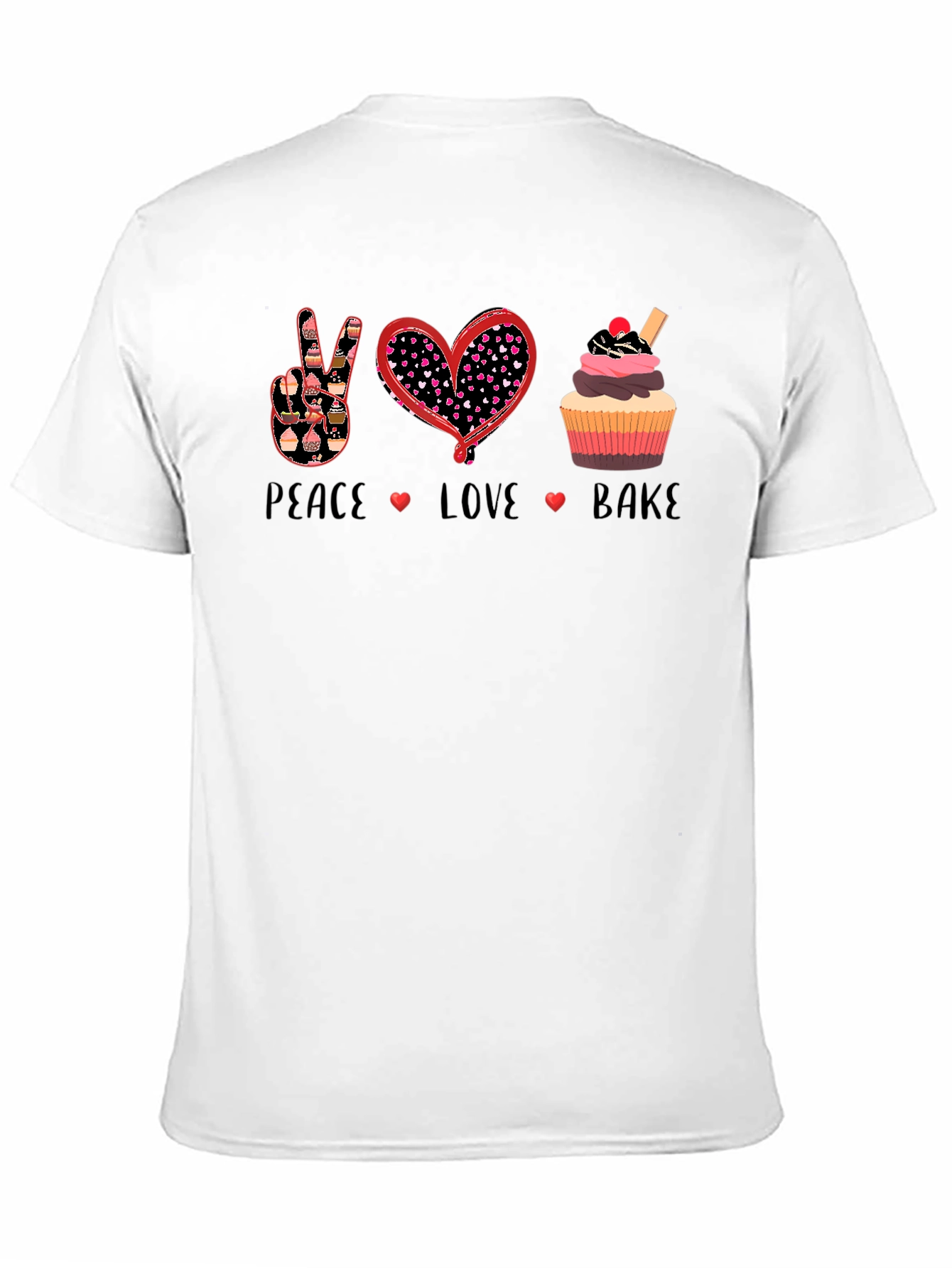 Peace Love Bake T-Shirt: Cupcake Design