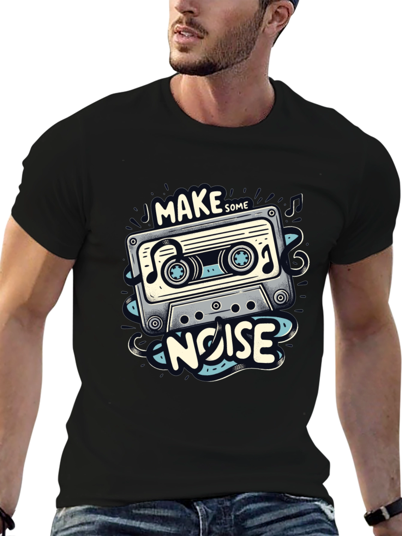Retro Cassette Tape Graphic T-Shirt - Make Some Noise!