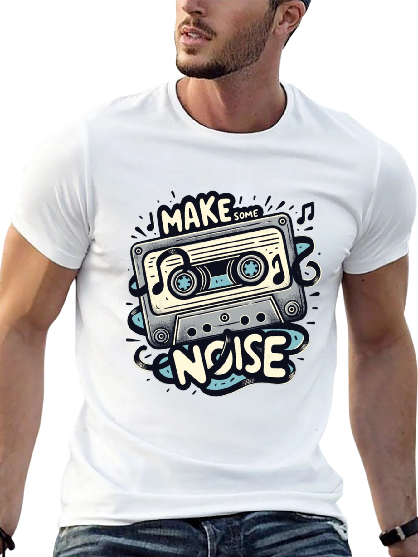 Retro Cassette Tape Graphic T-Shirt - Make Some Noise!