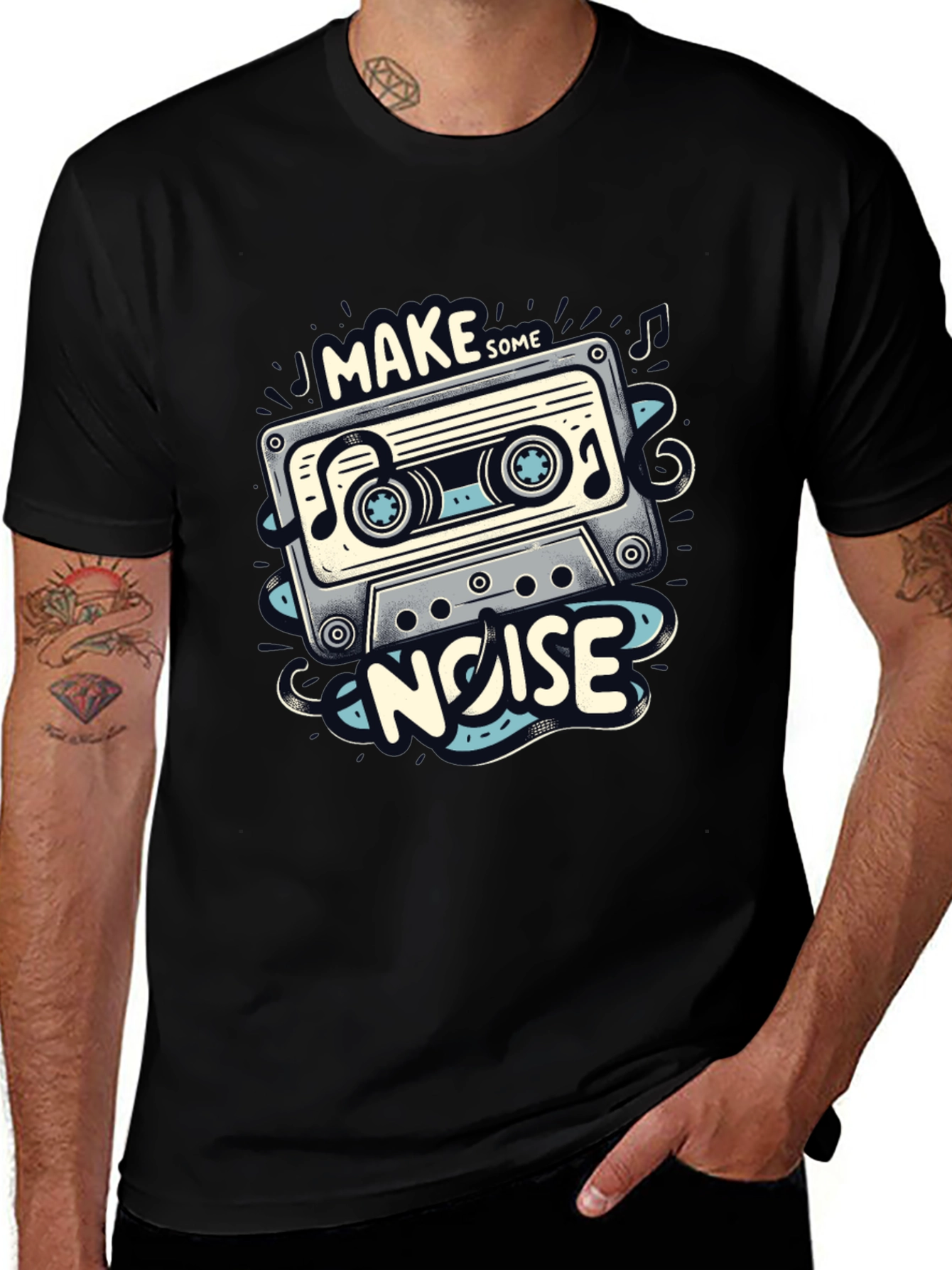 Retro Cassette Tape Graphic T-Shirt - Make Some Noise!
