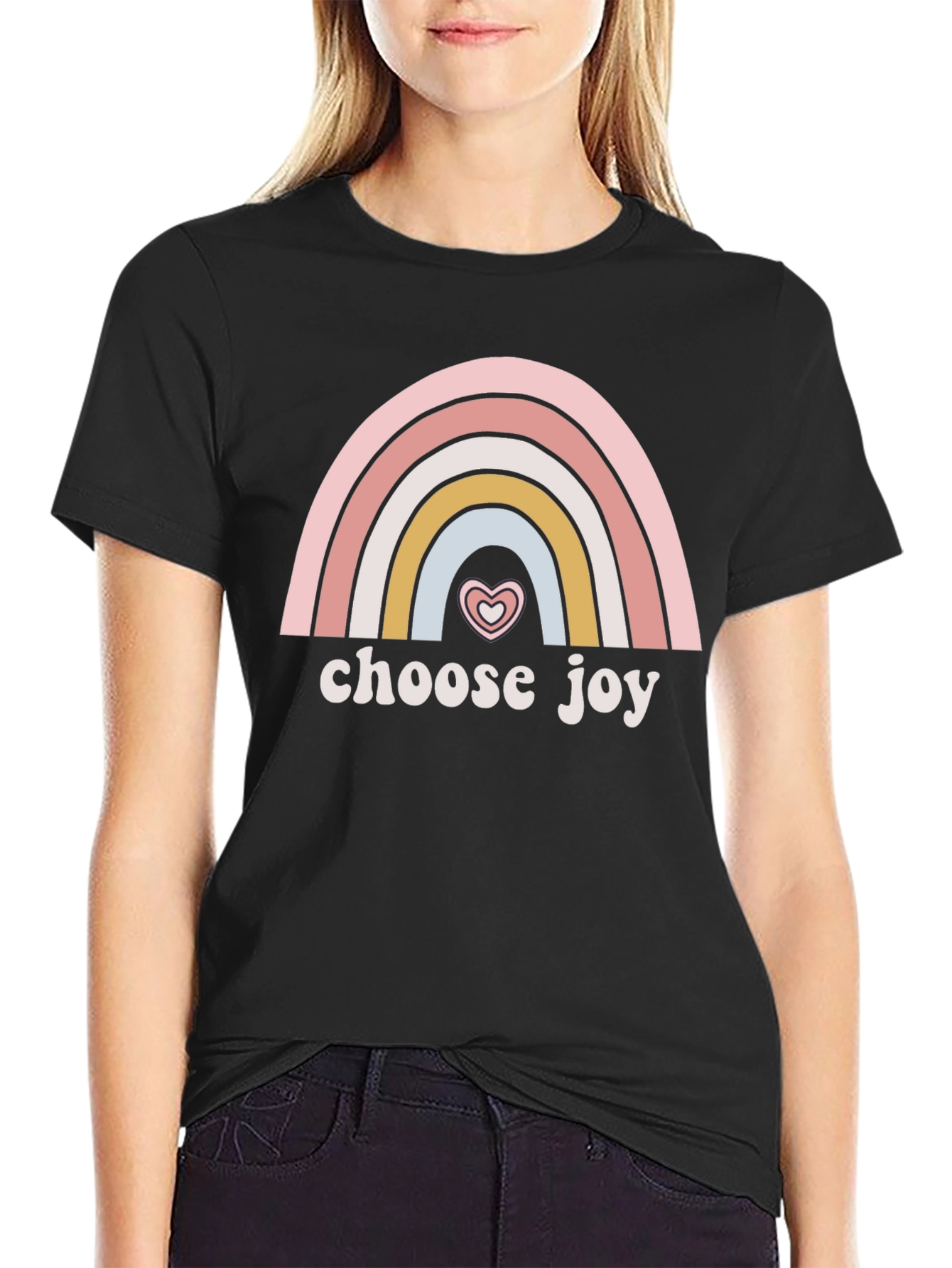 Choose Joy Rainbow Heart Graphic Tee