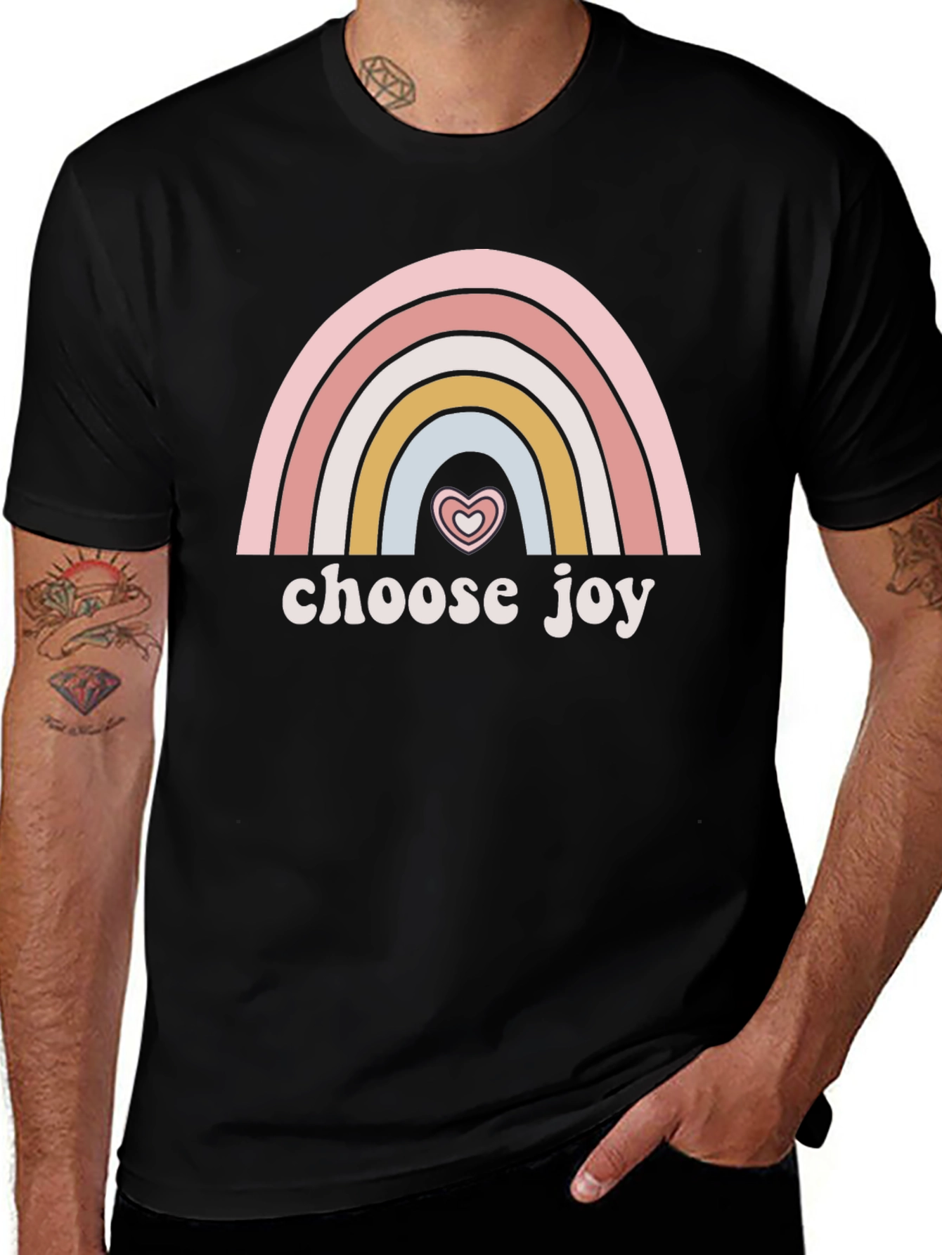 Choose Joy Rainbow Heart Graphic Tee