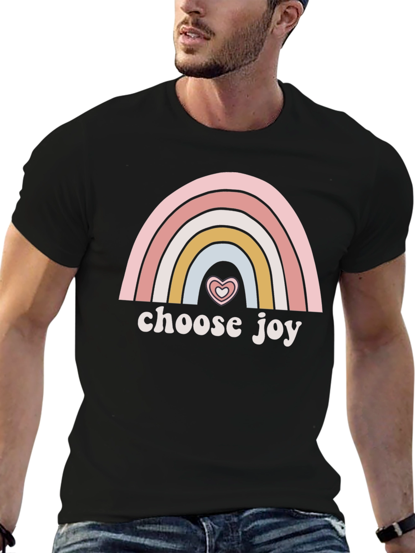 Choose Joy Rainbow Heart Graphic Tee