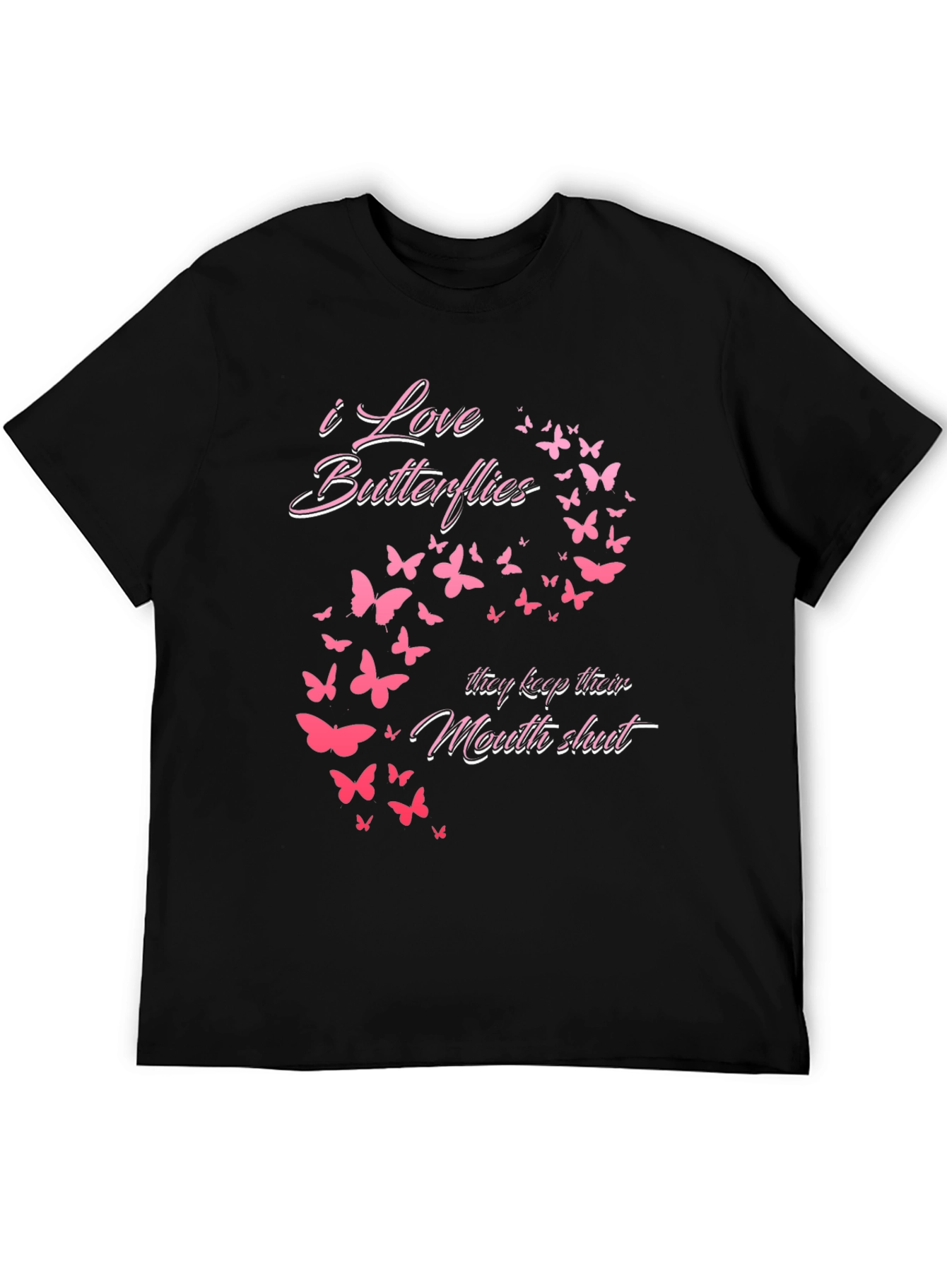 I Love Butterflies Graphic Tee - Black