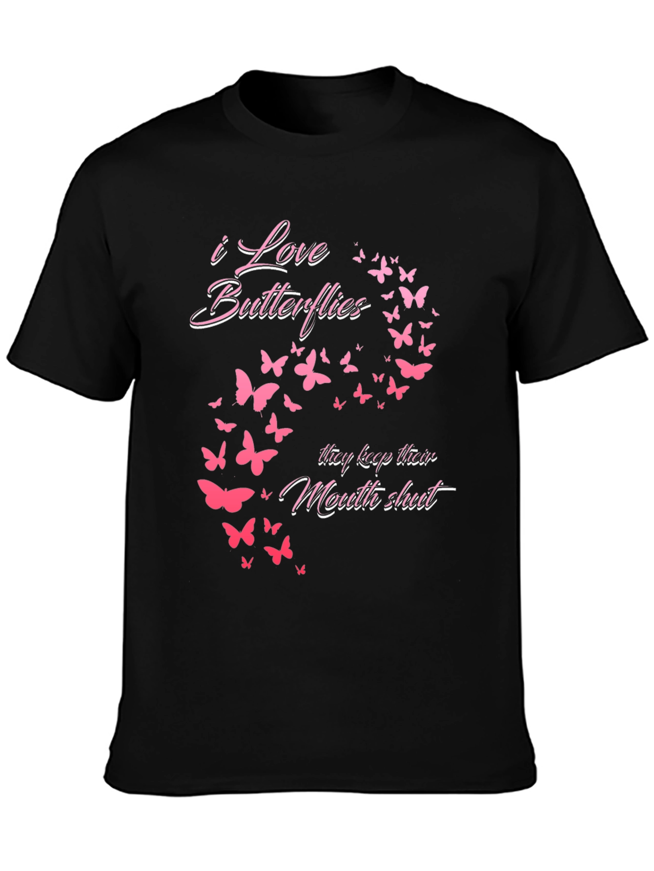 I Love Butterflies Graphic Tee - Black