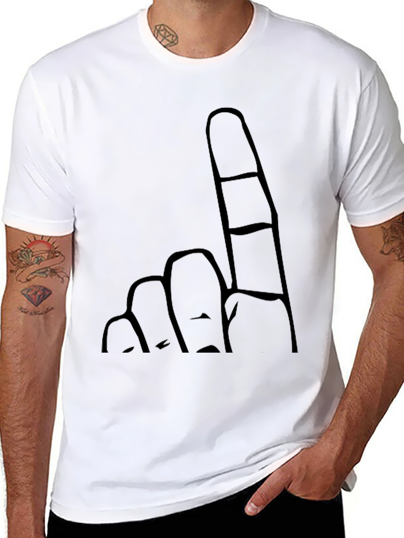 Novelty Finger Graphic Black T-Shirt