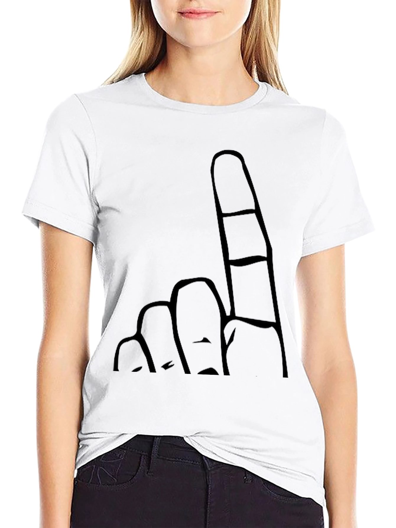 Novelty Finger Graphic Black T-Shirt