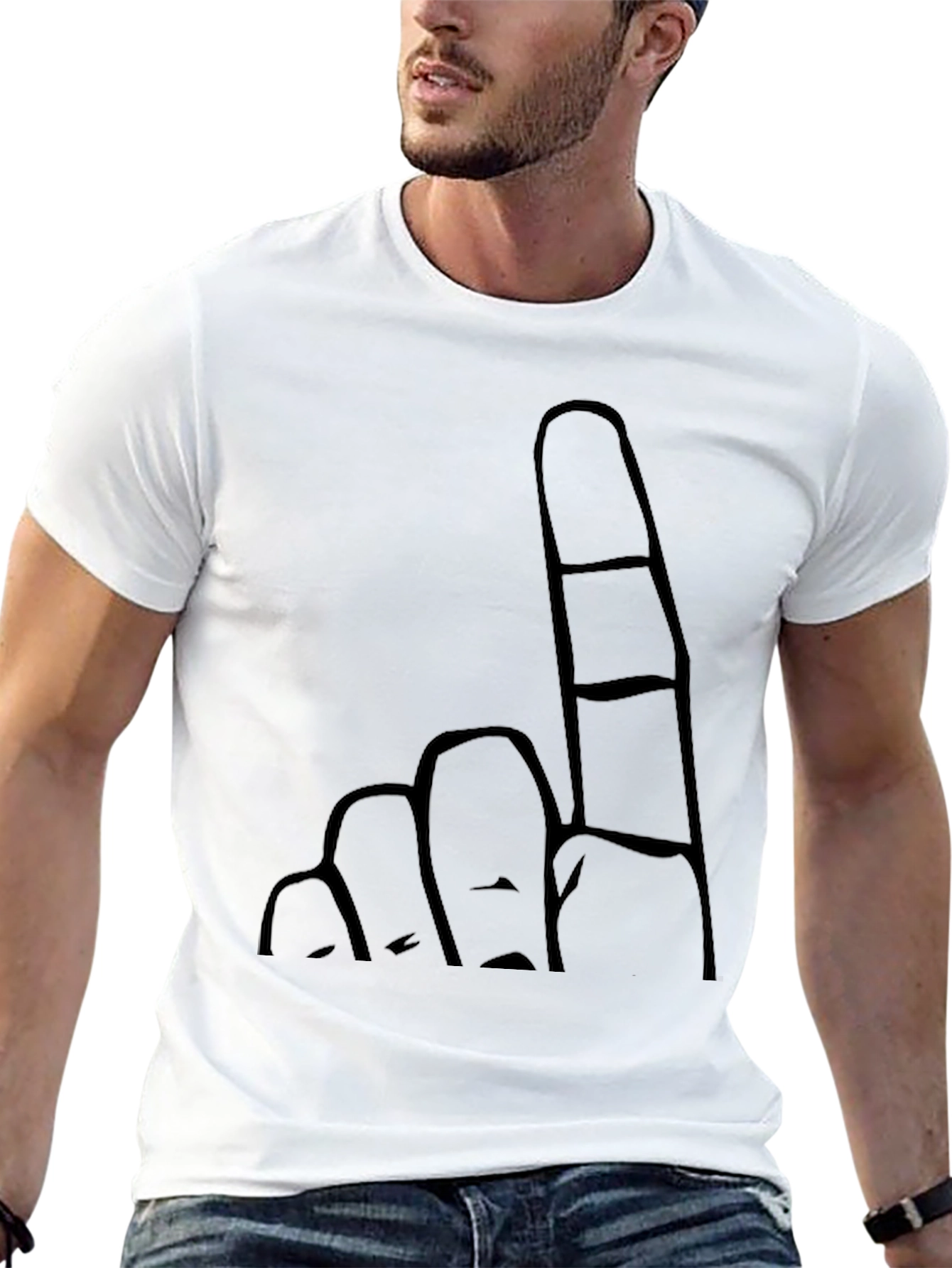 Novelty Finger Graphic Black T-Shirt