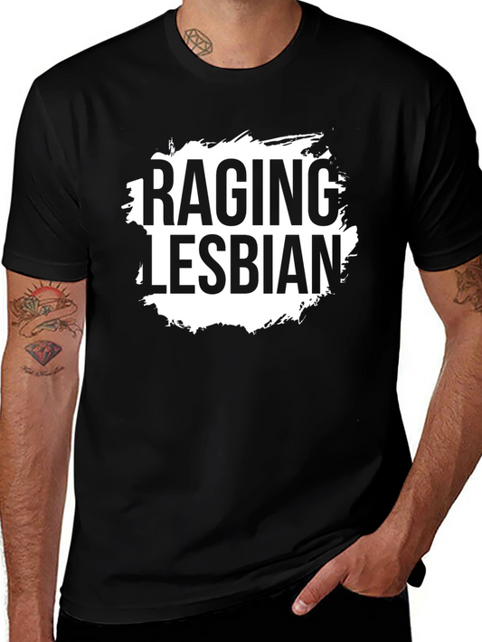Raging Lesbian Graphic T-Shirt - Black Crew Neck Tee