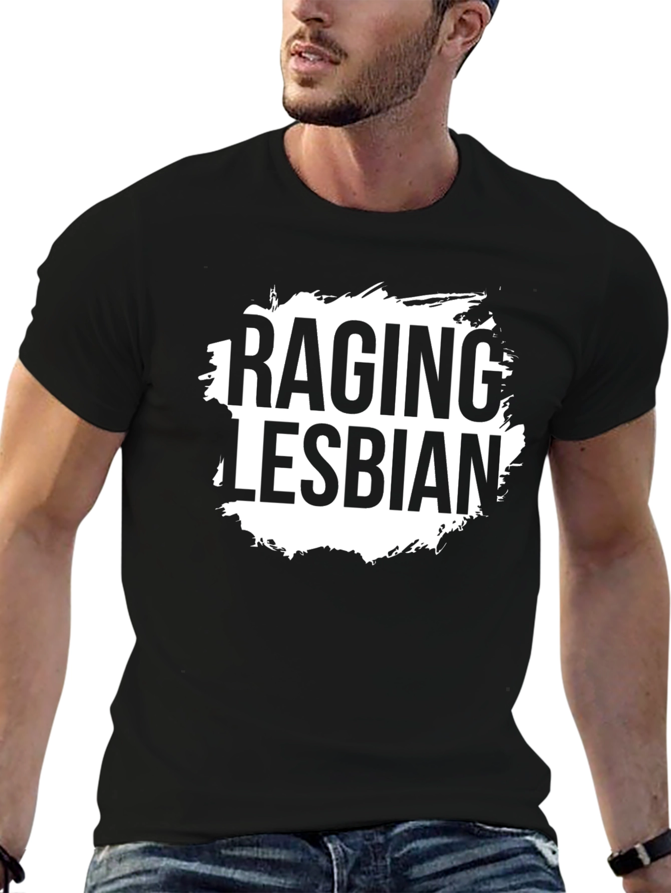 Raging Lesbian Graphic T-Shirt - Black Crew Neck Tee