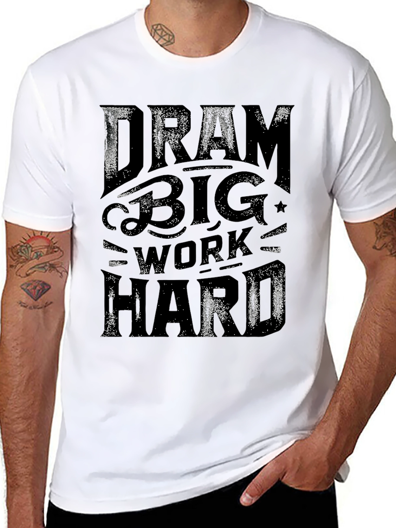 Dream Big Work Hard Black Graphic Tee