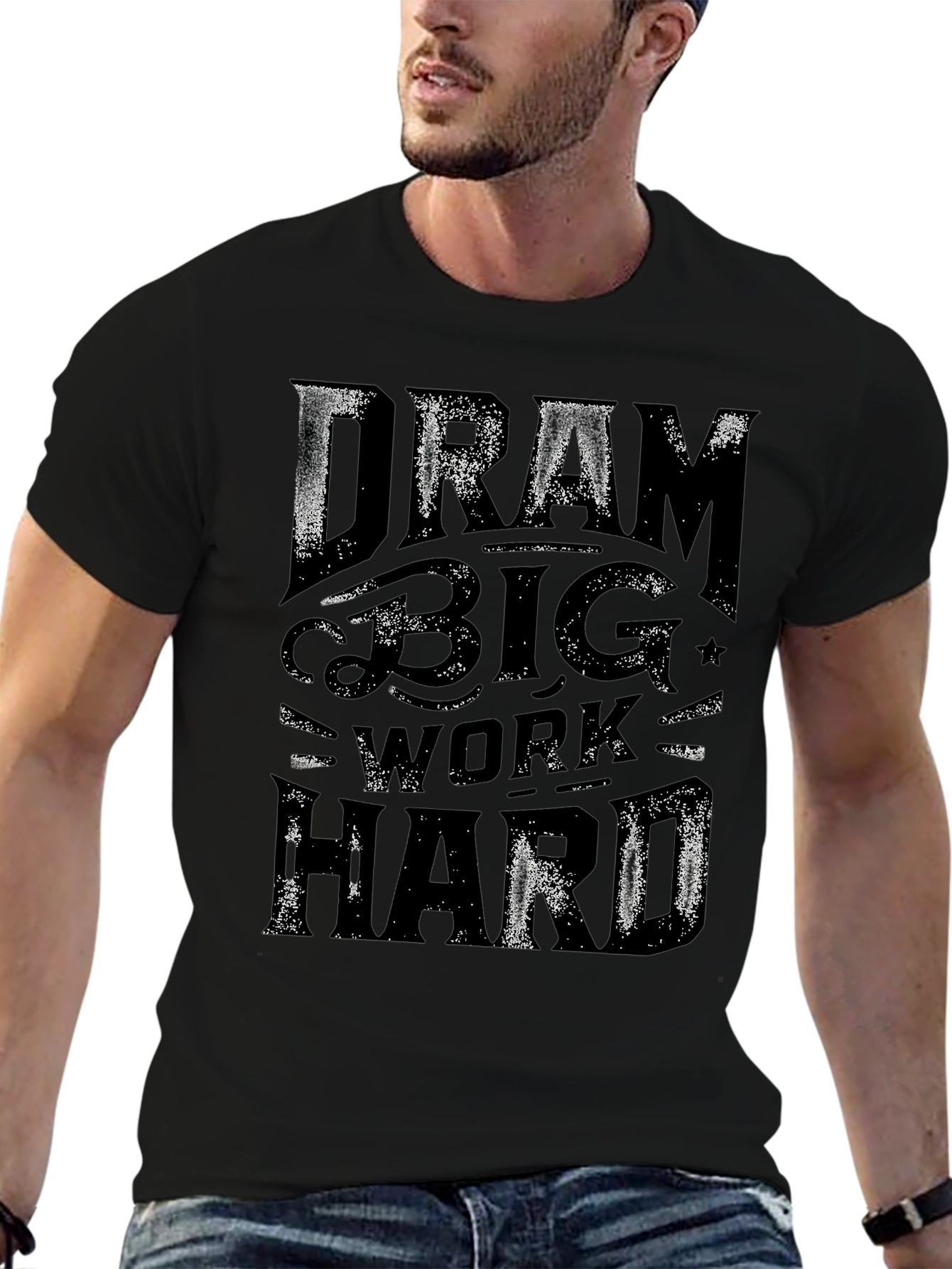 Dream Big Work Hard Black Graphic Tee