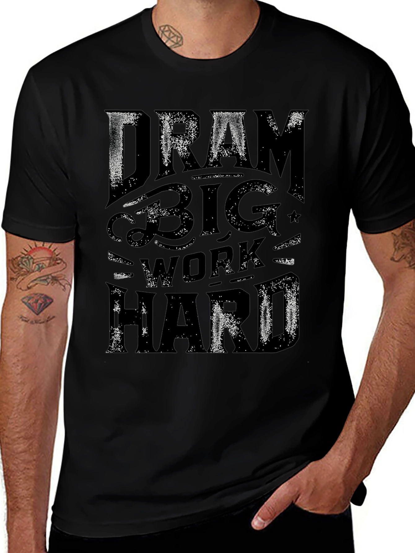 Dream Big Work Hard Black Graphic Tee