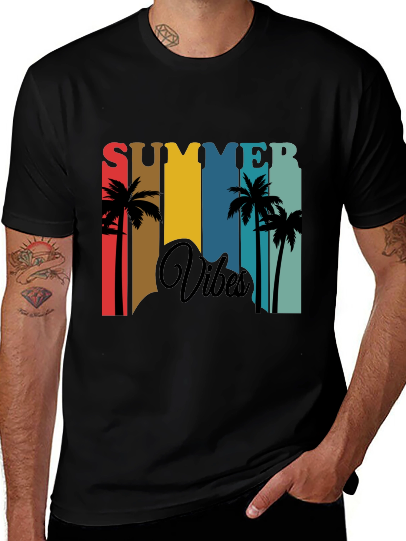 Summer Vibes Graphic Tee - Tropical Palm Tree Design