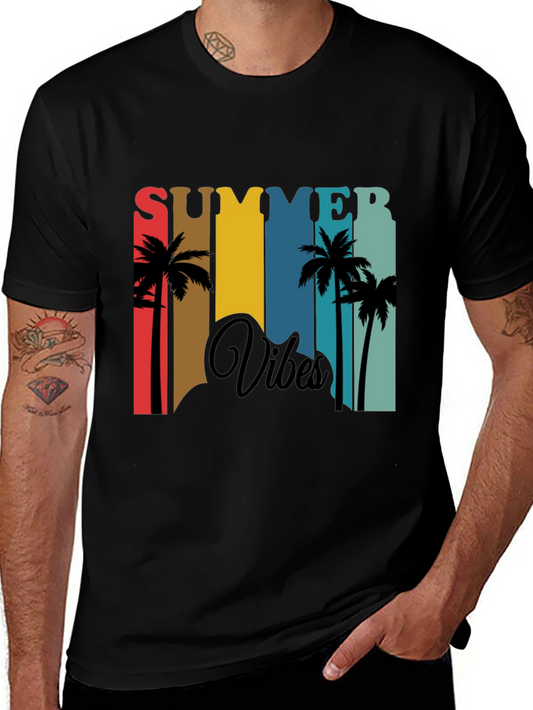 Summer Vibes Graphic Tee - Tropical Palm Tree Design