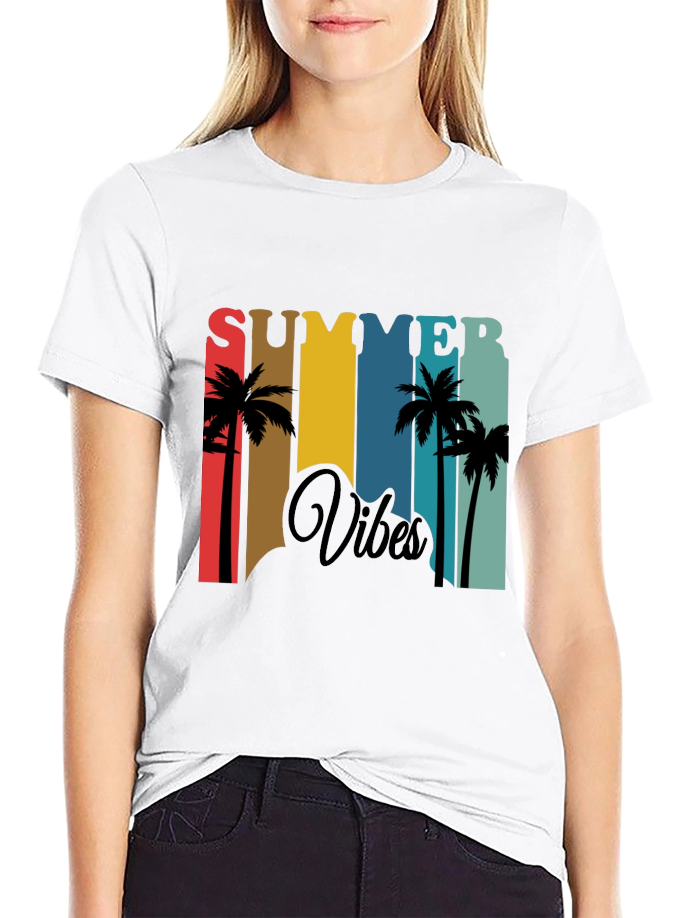 Summer Vibes Graphic Tee - Tropical Palm Tree Design