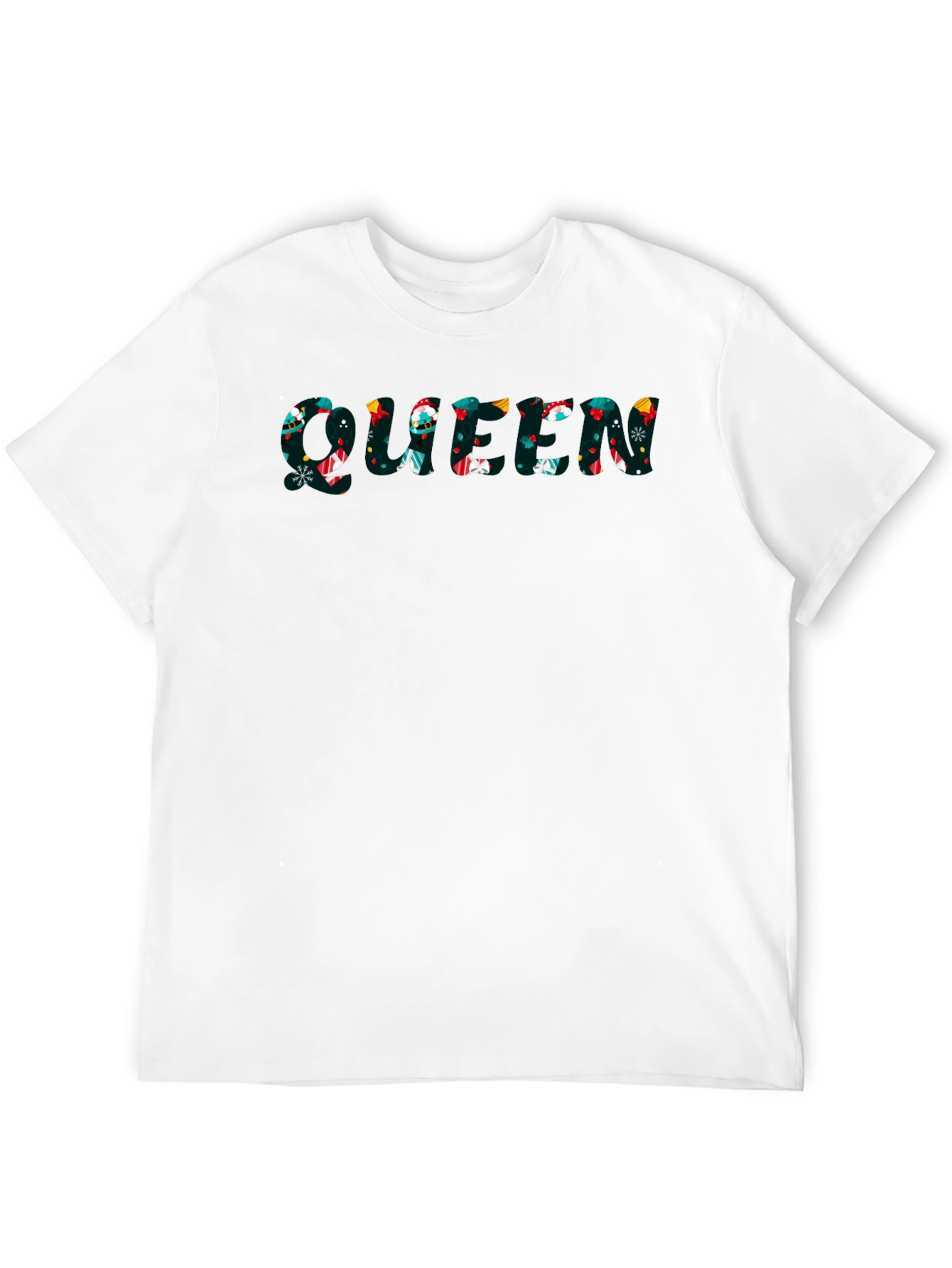 Queen Christmas Pattern Black T-Shirt