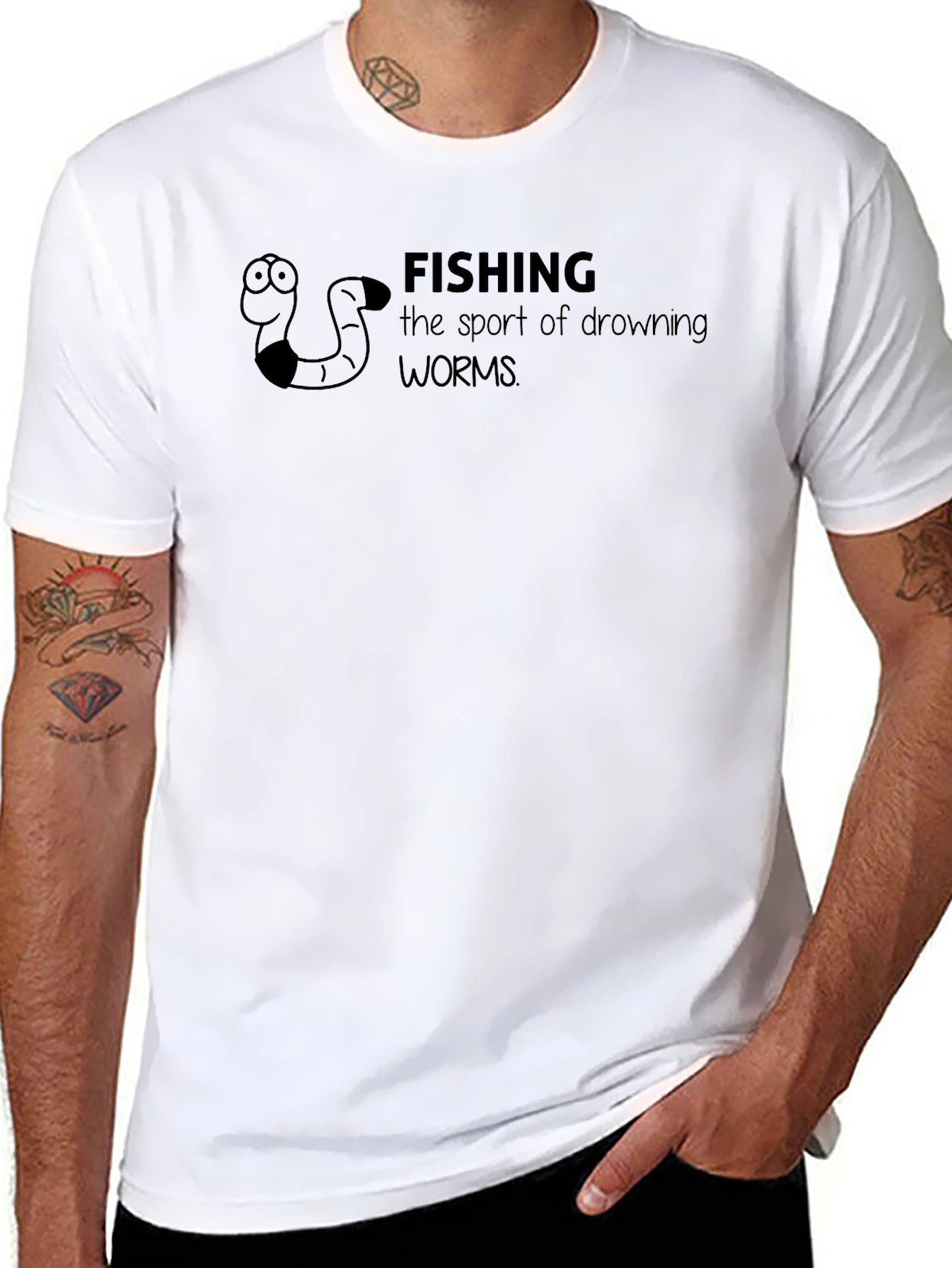 Fishing Worms Graphic T-Shirt - Humorous Design