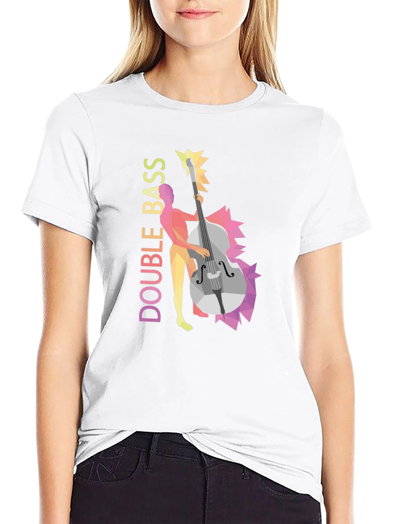 Double Bass Player Graphic Tee - Black T-Shirt