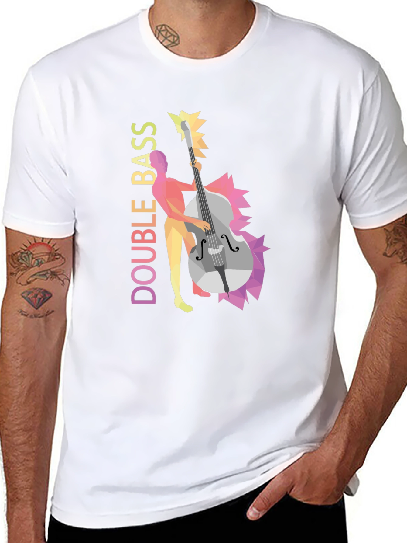 Double Bass Player Graphic Tee - Black T-Shirt