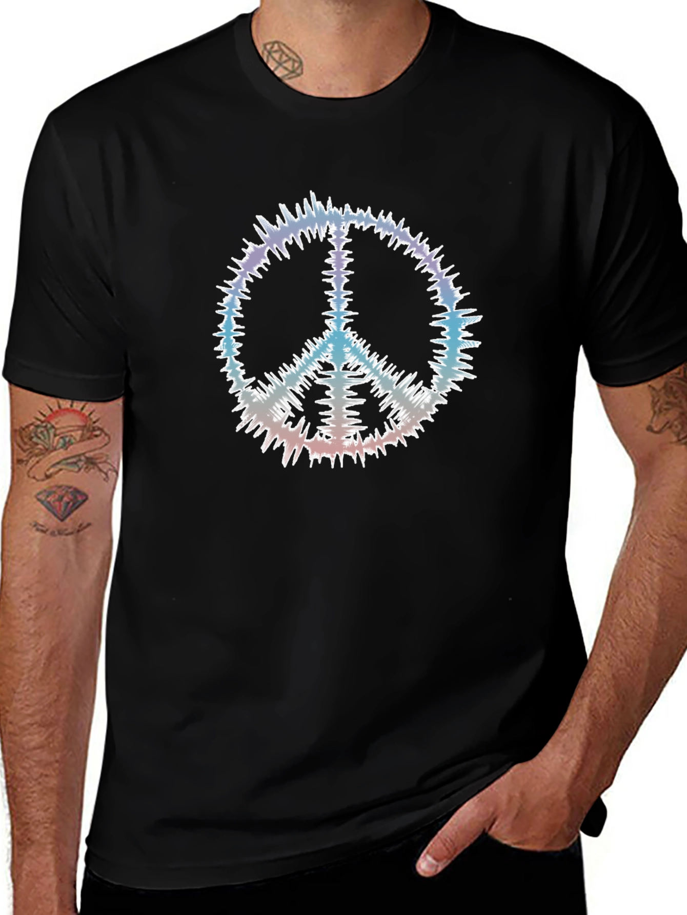 Peace Sign Graphic Black T-Shirt