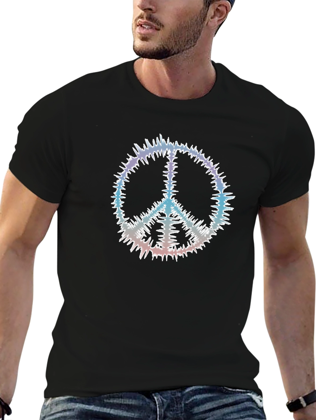 Peace Sign Graphic Black T-Shirt