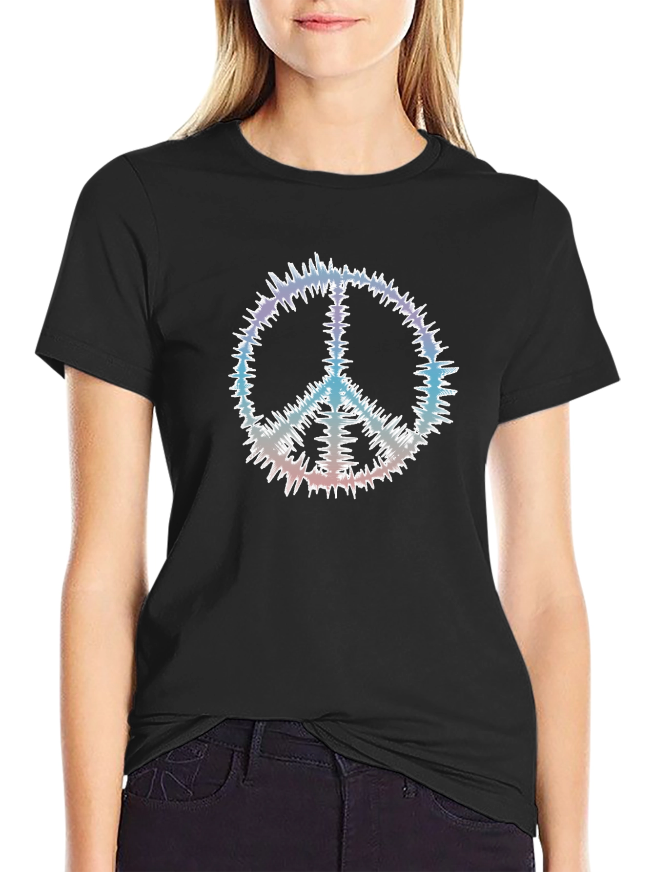 Peace Sign Graphic Black T-Shirt