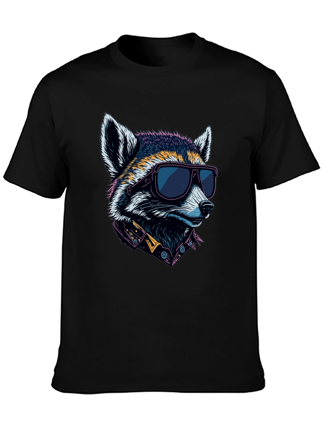Cool Raccoon Graphic Tee - Black