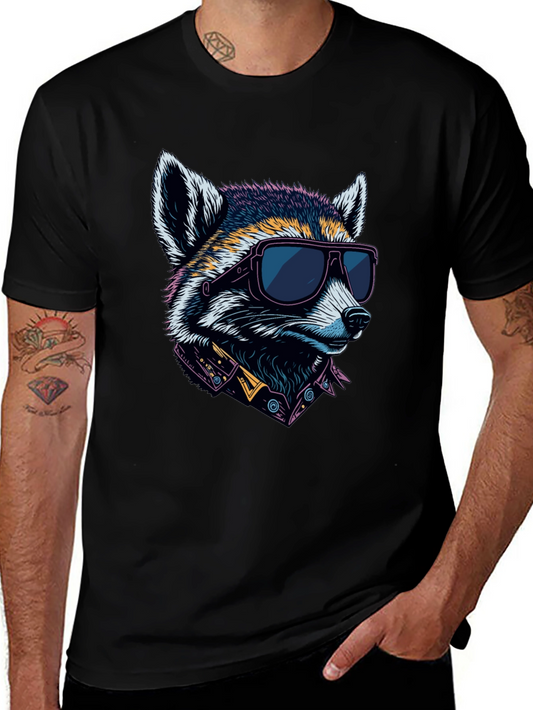Cool Raccoon Graphic Tee - Black