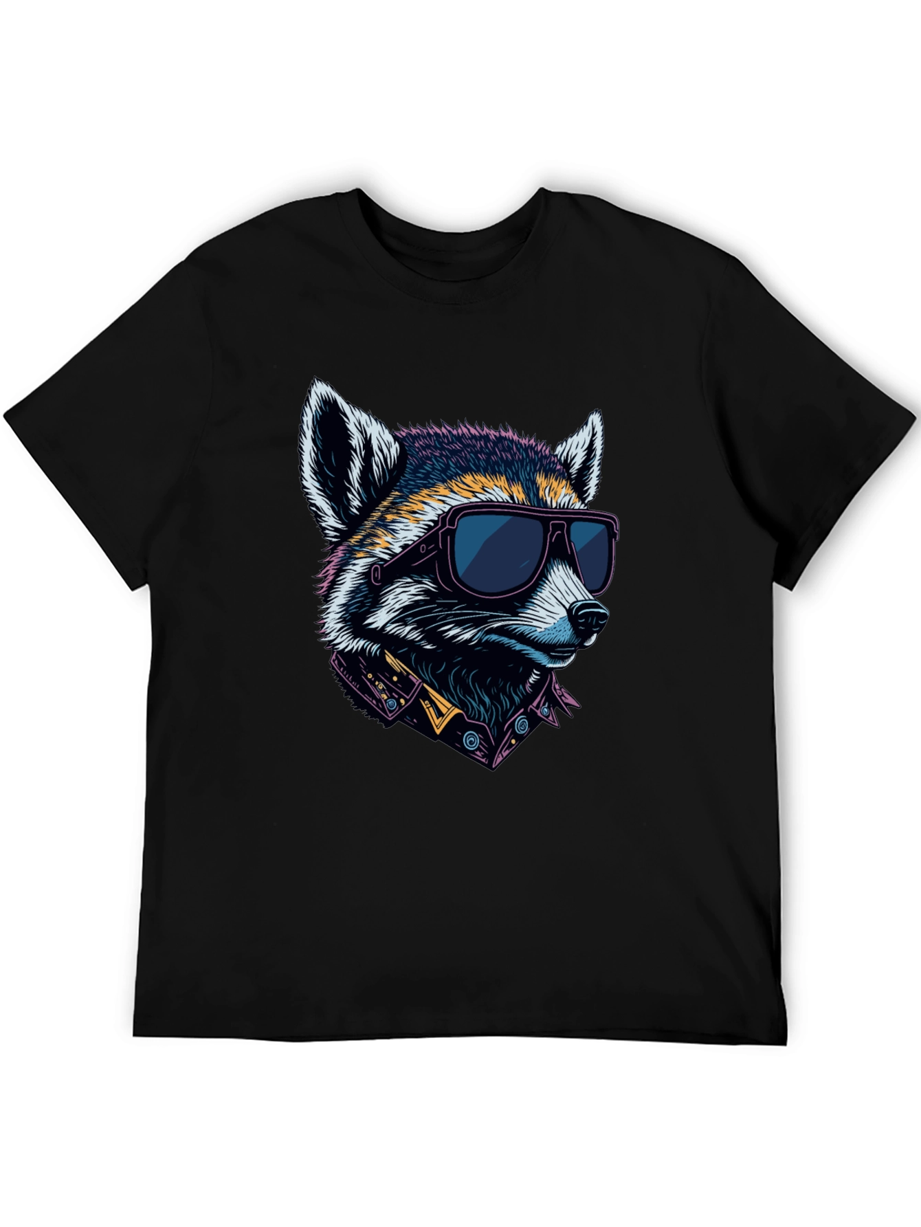 Cool Raccoon Graphic Tee - Black