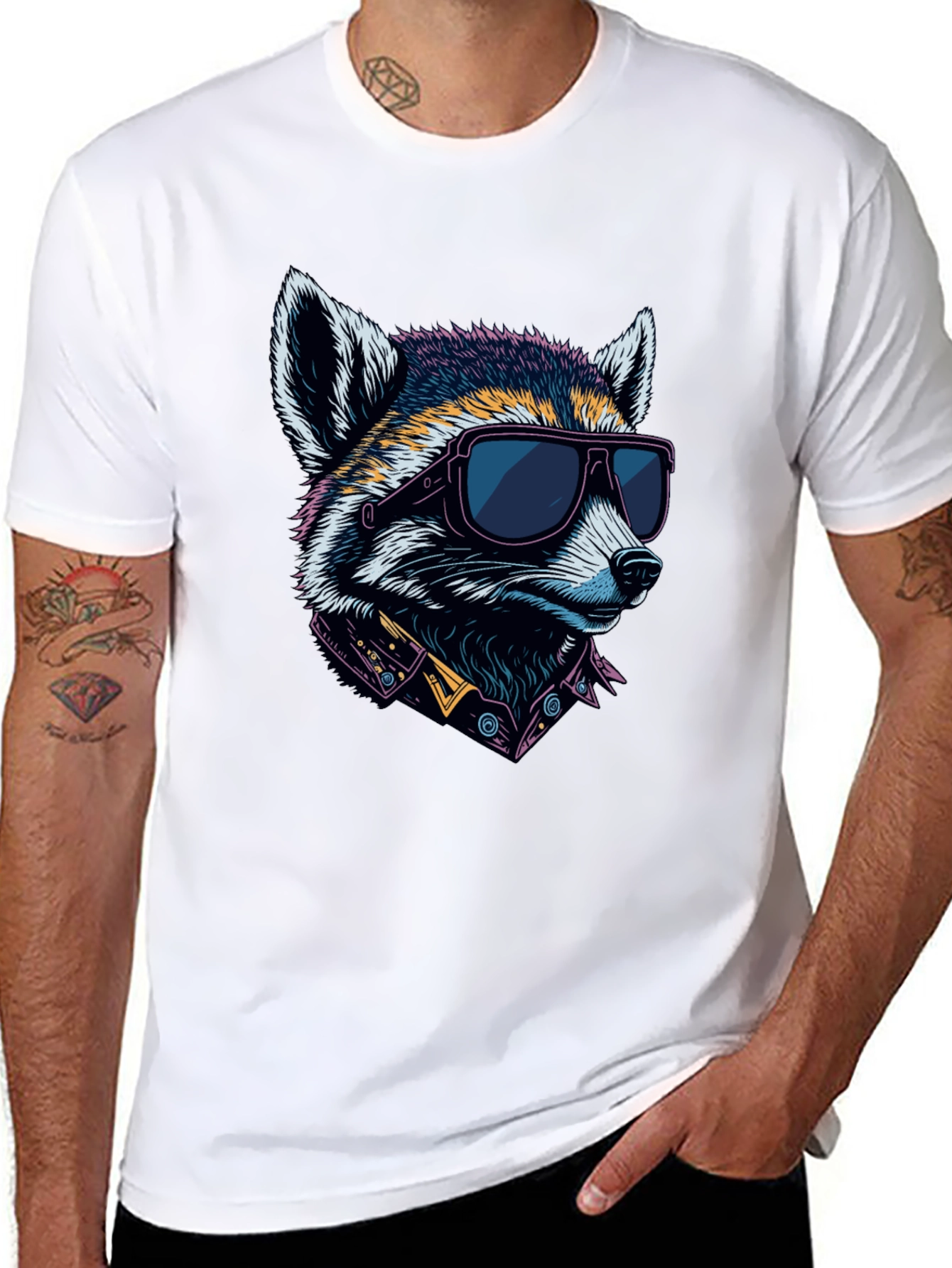 Cool Raccoon Graphic Tee - Black