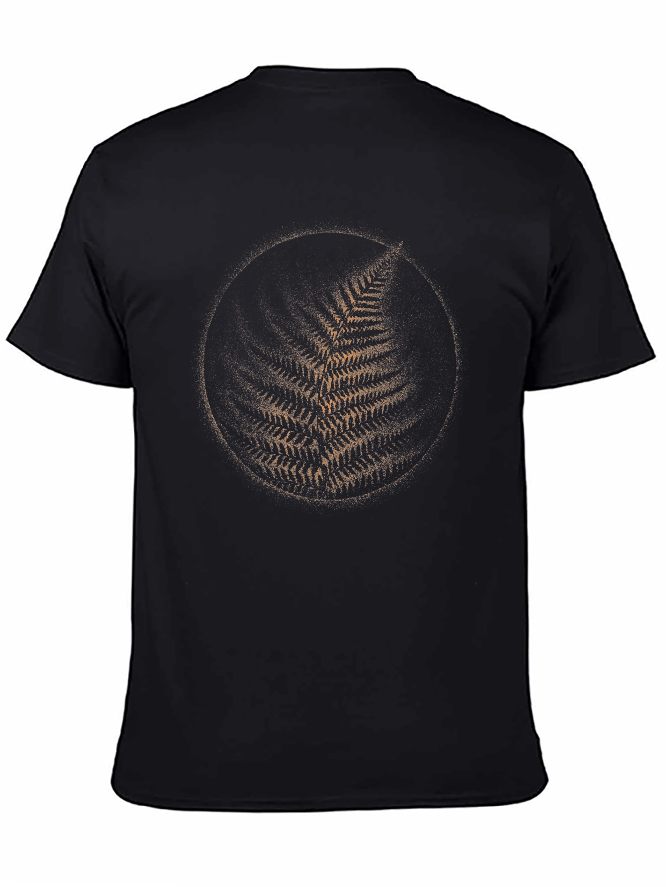 Fern Circle Graphic Print Black T-Shirt