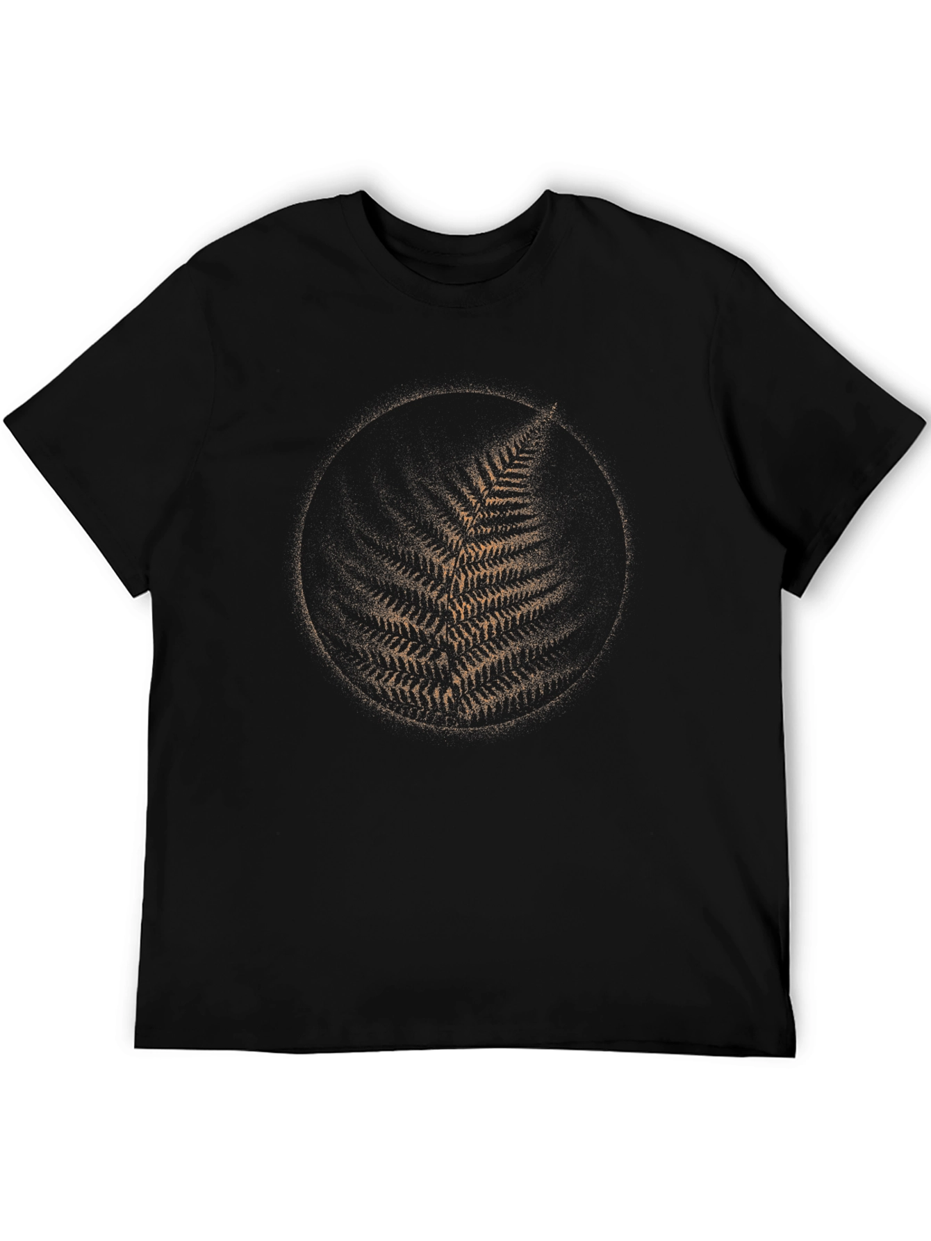 Fern Circle Graphic Print Black T-Shirt