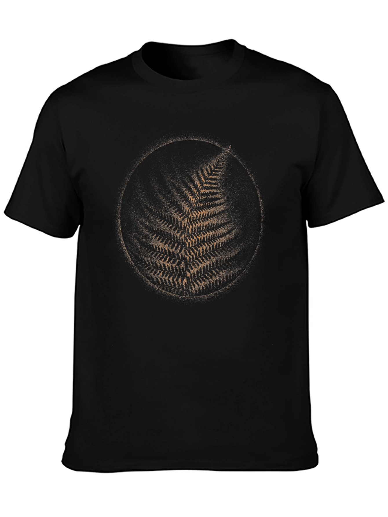 Fern Circle Graphic Print Black T-Shirt